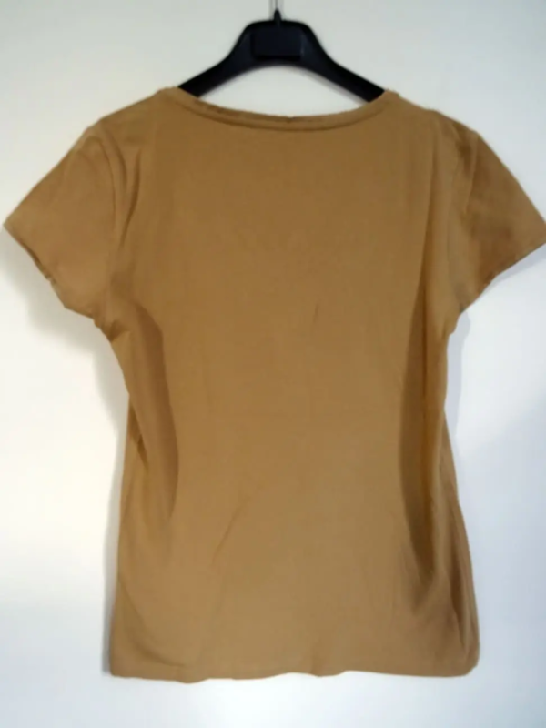T-Shirt marron coupe femme seconde main a personnaliser 2
