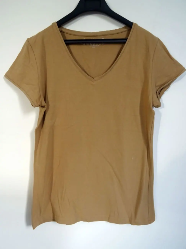T-Shirt marron coupe femme seconde main a personnaliser