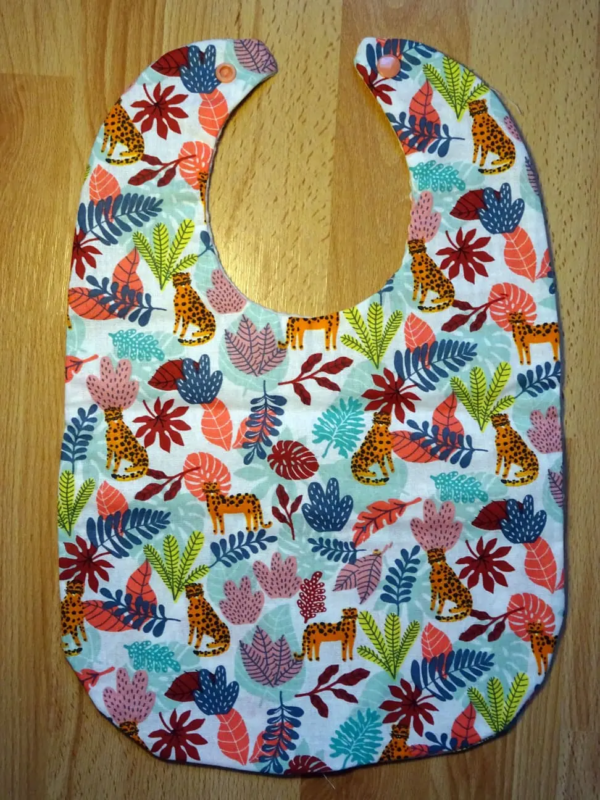 Bavoir jungle orange corail cadeau de naissance 2