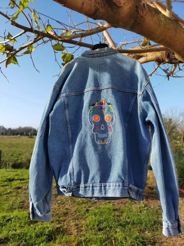 Calavera Veste Jeans Lee Cooper vintage seconde main broderie main piece unique 2