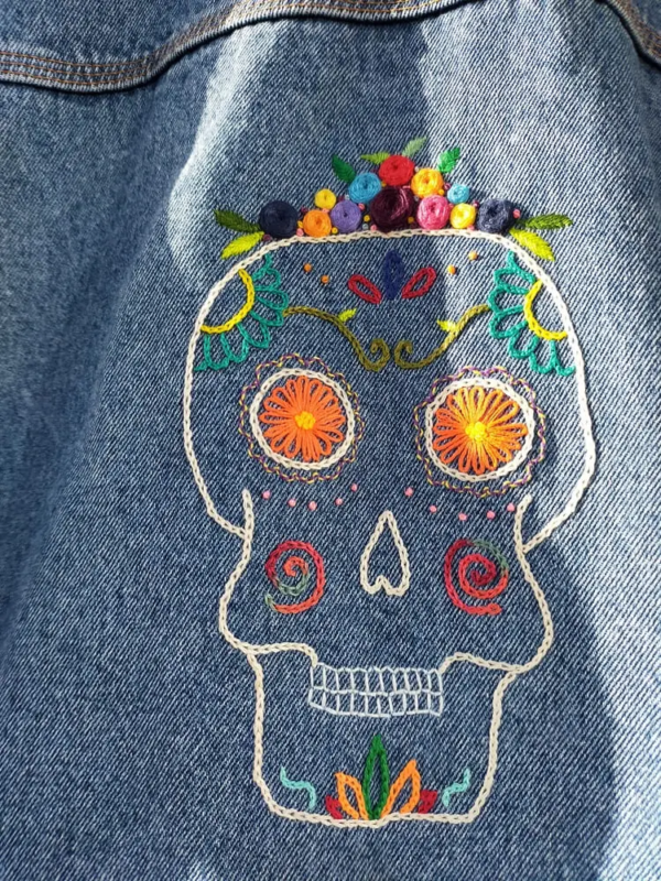 Calavera Veste Jeans Lee Cooper vintage seconde main broderie main piece unique 4