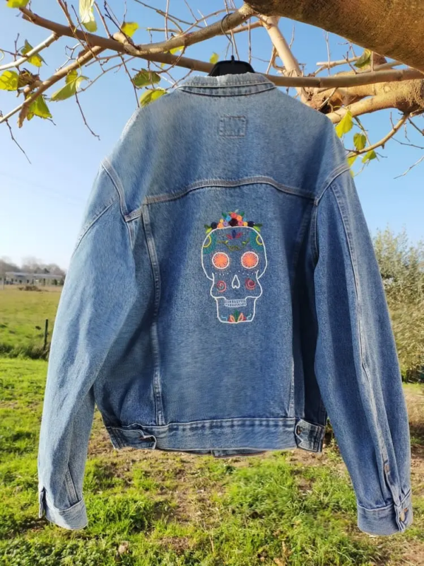 Calavera Veste Jeans Lee Cooper vintage seconde main broderie main piece unique 7