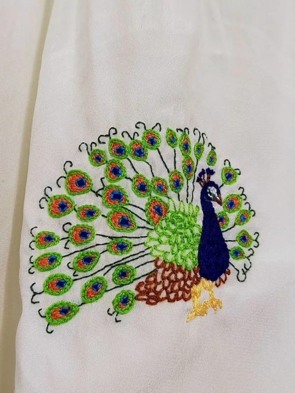 Chemise vintage pièce unique Paon brodé main rodier 10