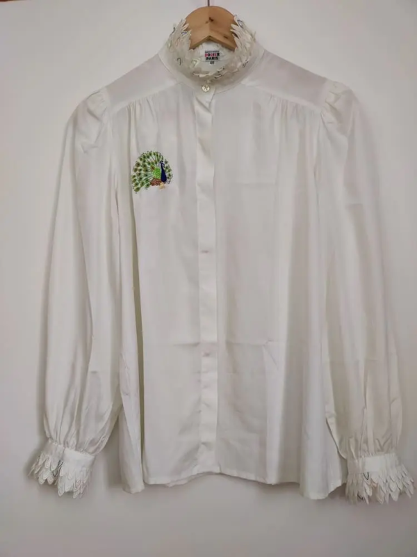 Chemise vintage pièce unique Paon brodé main rodier 7