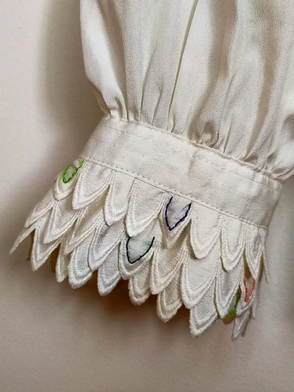 Chemise vintage pièce unique Paon brodé main rodier 9