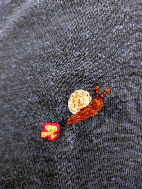 A toute berzingue expression desuete escargot broderie 8