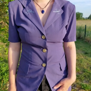 Blazer violet au fil des saisons vintage seconde main broderie main original 2