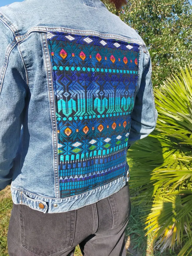 Veste jeans GAP réemploi textile Upcycling Artisanal coloré 1