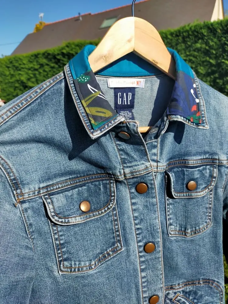Veste jeans GAP réemploi textile Upcycling Artisanal coloré 6