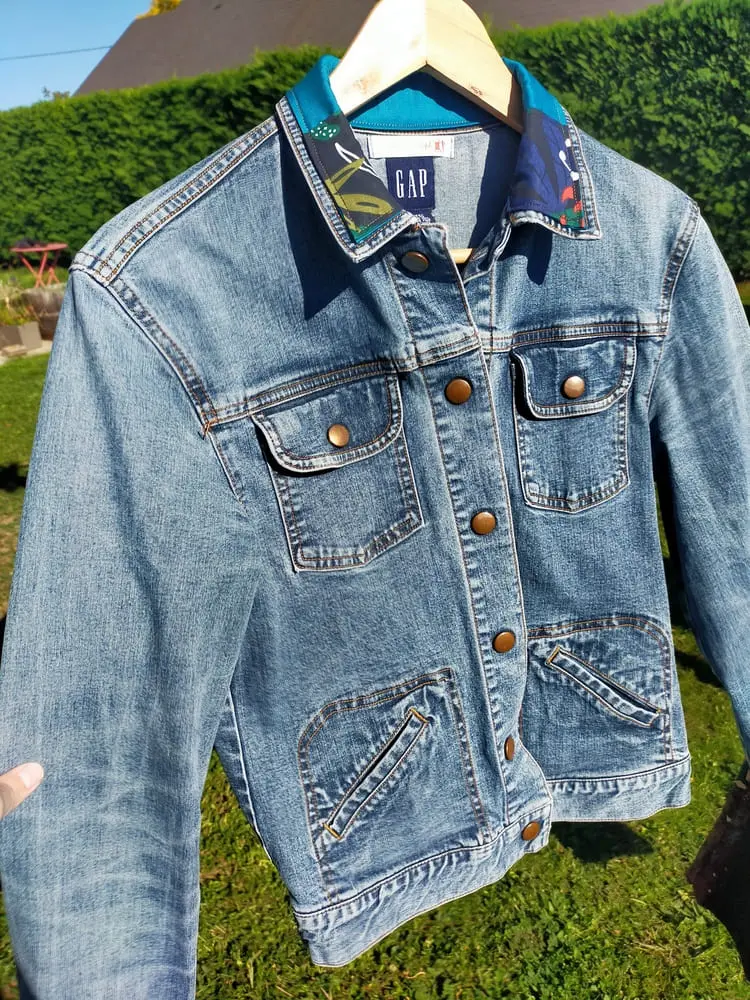 Veste jeans GAP réemploi textile Upcycling Artisanal coloré 7