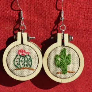 Boucles d'oreilles Broderie Main cactus Broderie Piquante Originales 3