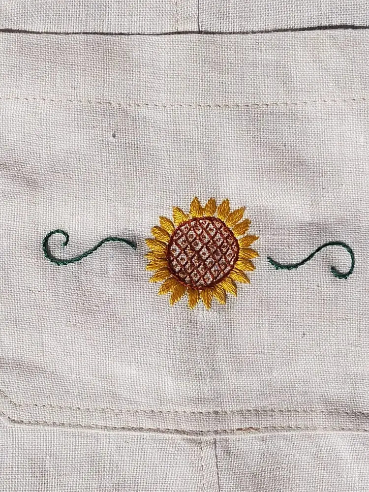 Robe tournesol Lin Vintage Seconde main Broderie Estival 5