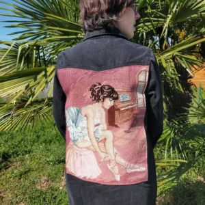 Veste jean Canevas danseuse tendance seconde main upcycling taille M femme 3