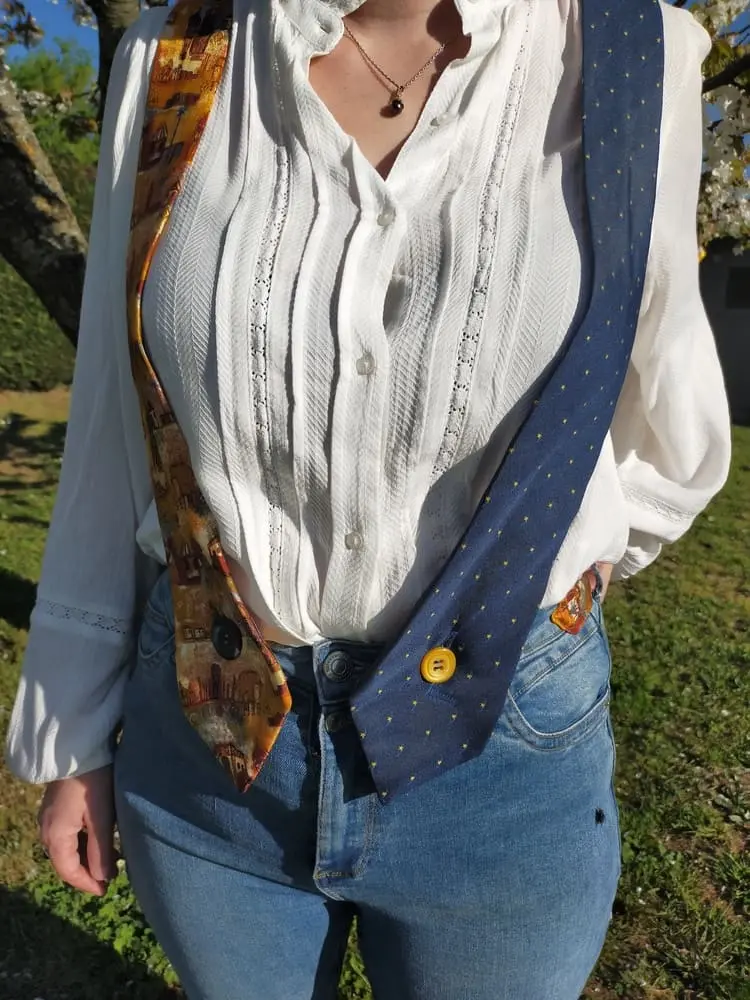 Jeans Cravate Détails Devant Upcycling