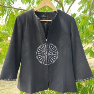 Veste noire Chic broderie main Sashiko 3